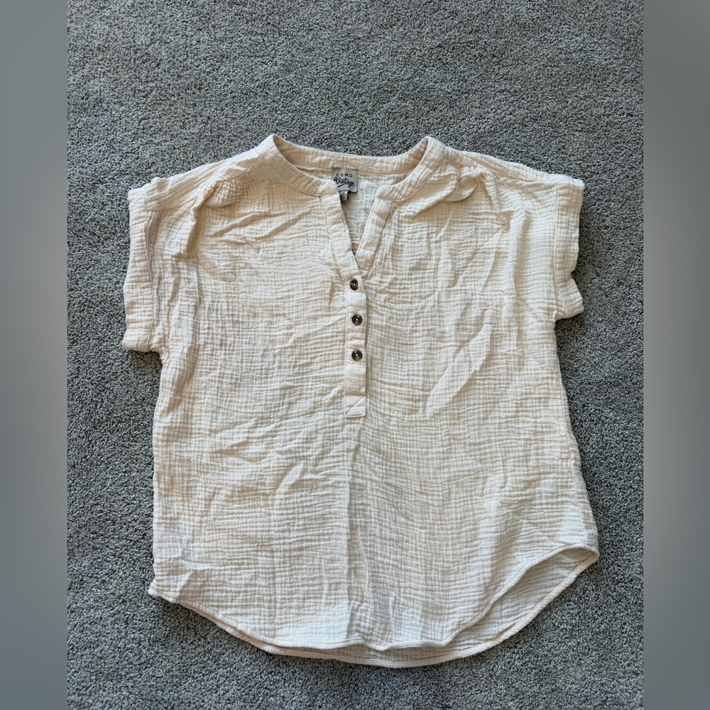 Women’s Cream Como Vintage Cotton Top- Size Medium
